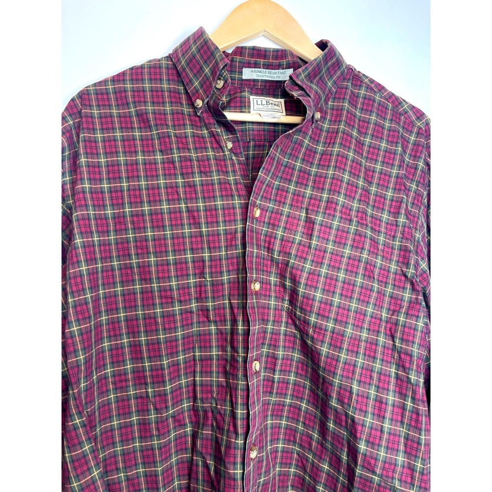 L.L Bean Plaid Button Down‎ Cotton Traditional Fit Lightweight Gorpcore